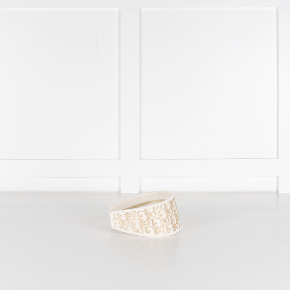 Dior Oblique White and Gold Wide Headband