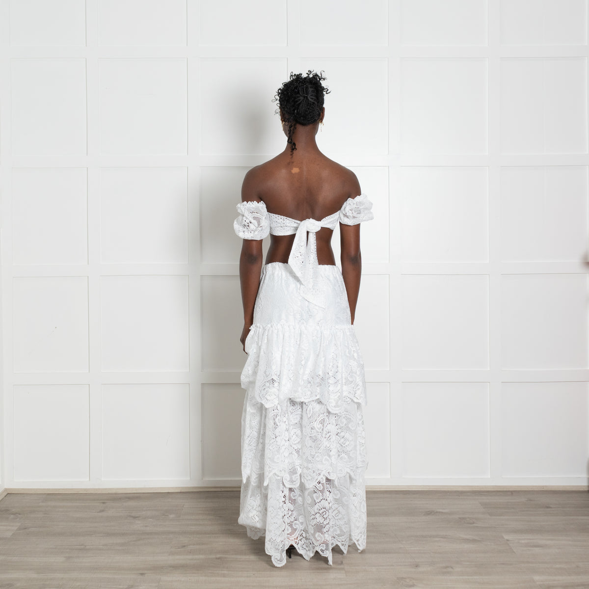 Bohemian Bond White Lace Tiered Maxi Skirt Plus Top