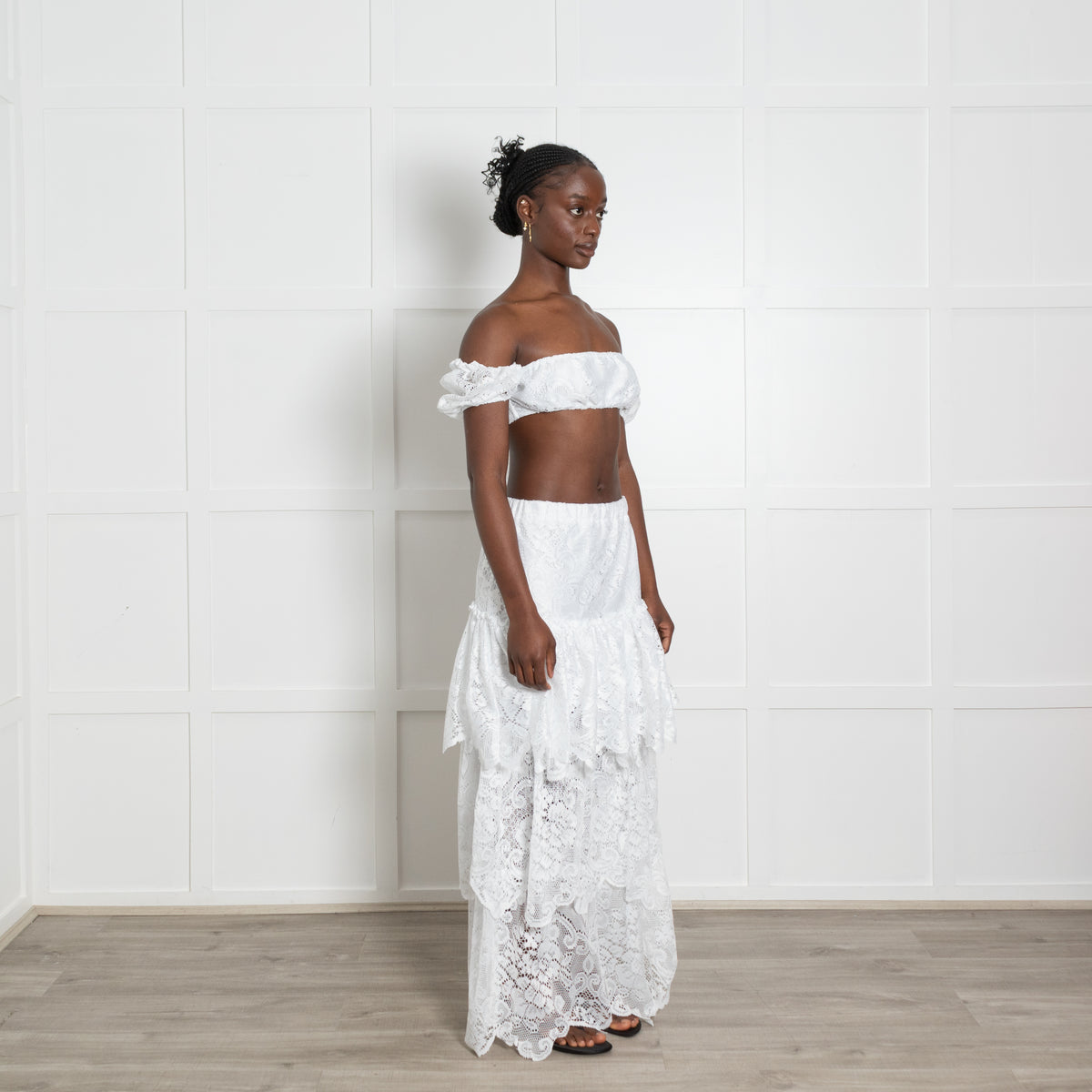 Bohemian Bond White Lace Tiered Maxi Skirt Plus Top