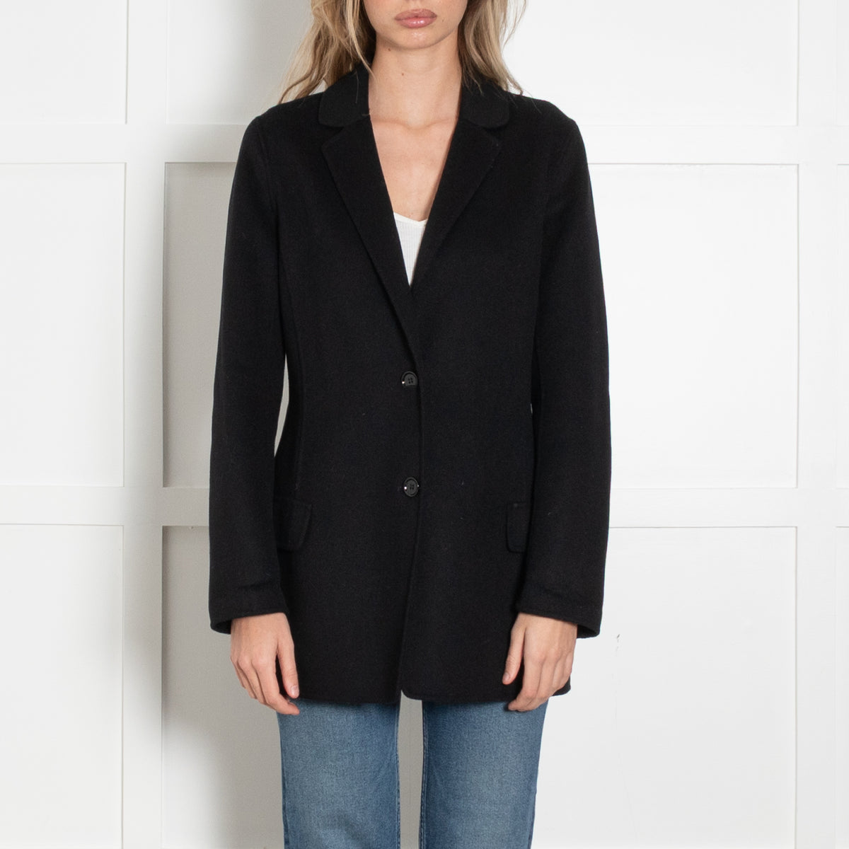 'S Max Mara Black Tailored Double Faced Jacket