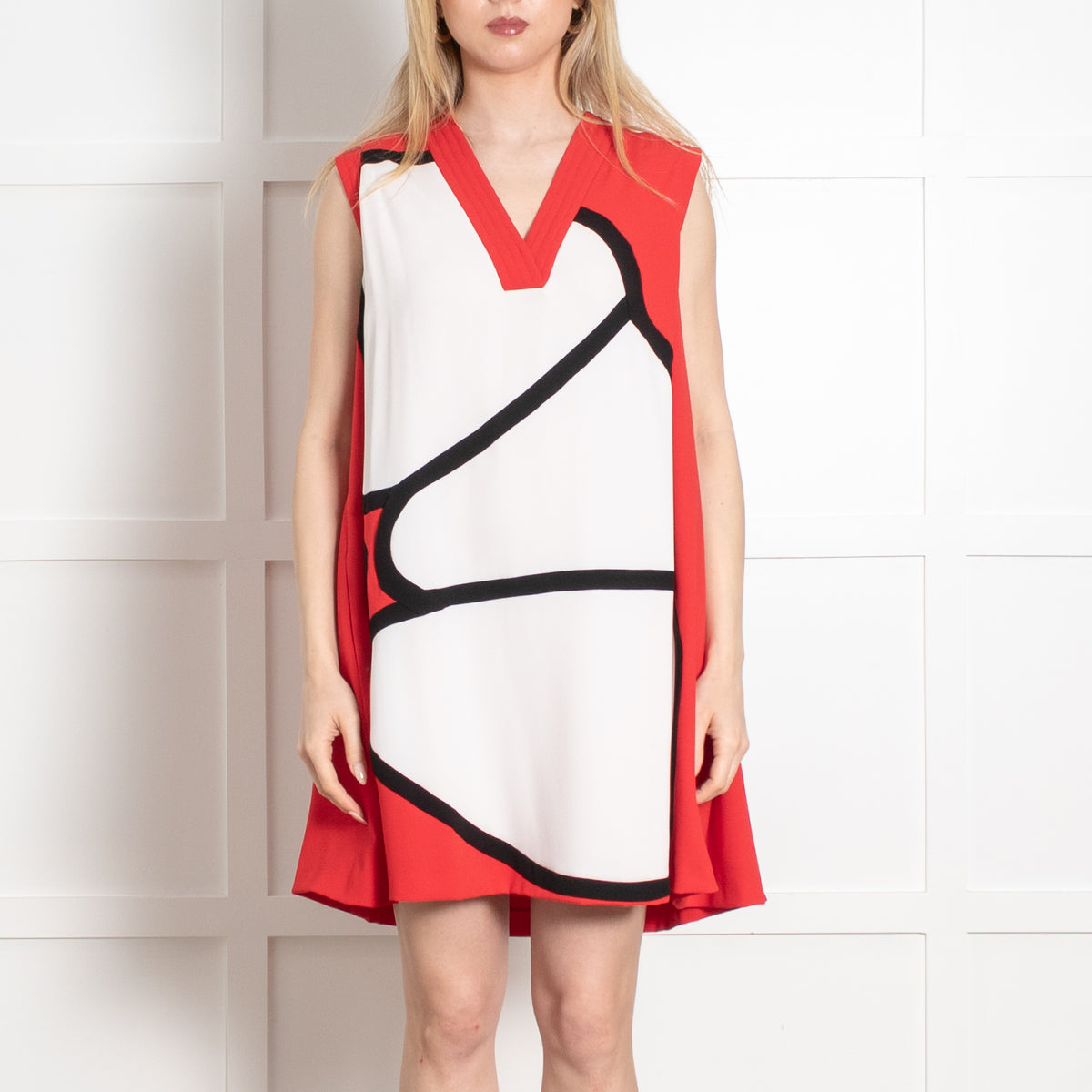 Kenzo Red White Sleeveless A-Line Short Dress