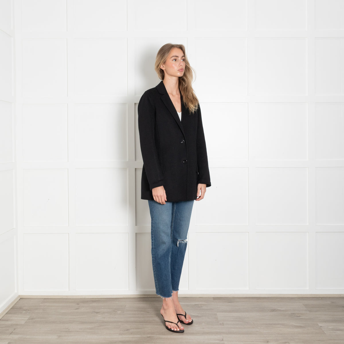 'S Max Mara Black Tailored Double Faced Jacket
