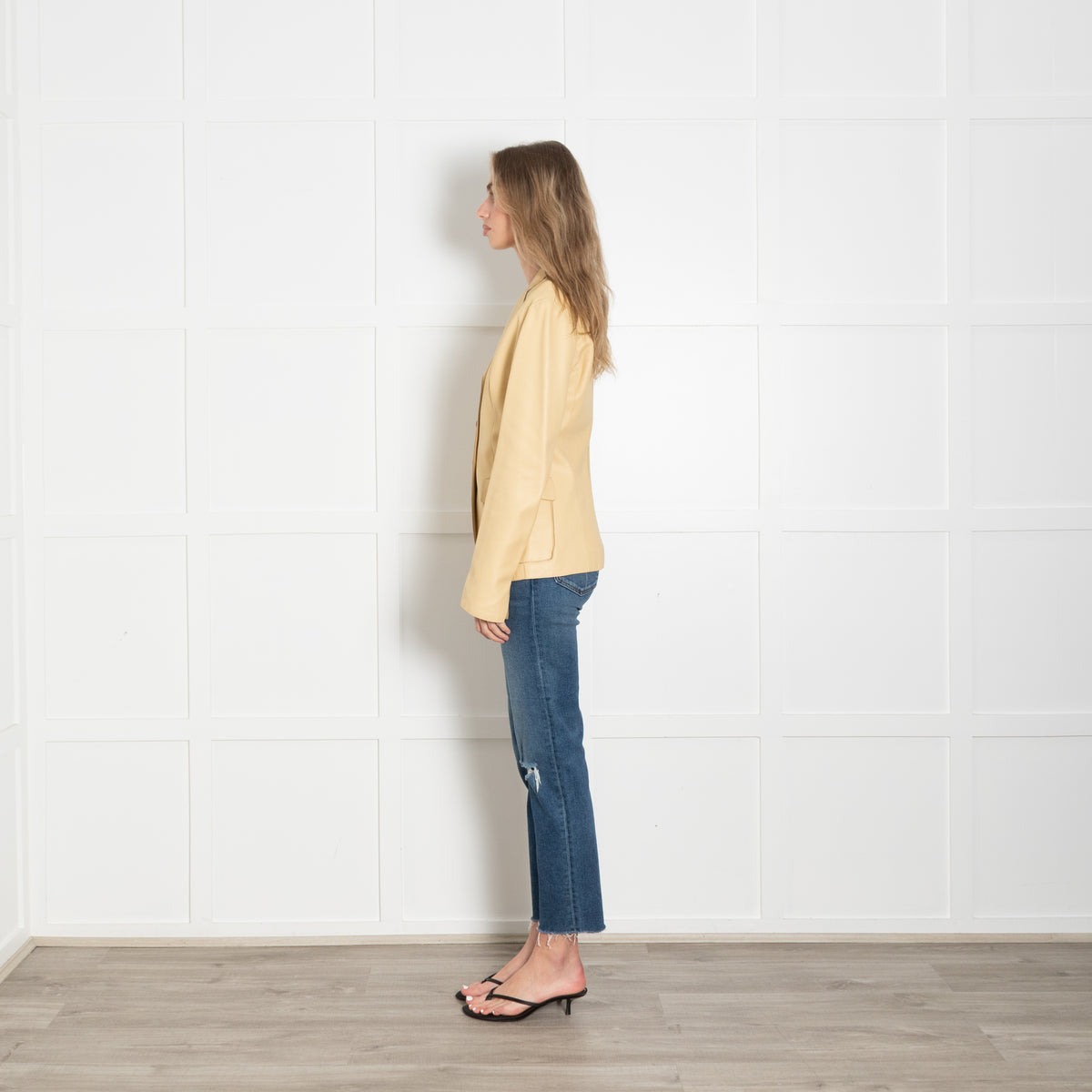 Bottega Veneta Butter Yellow Grainy Leather Blazer