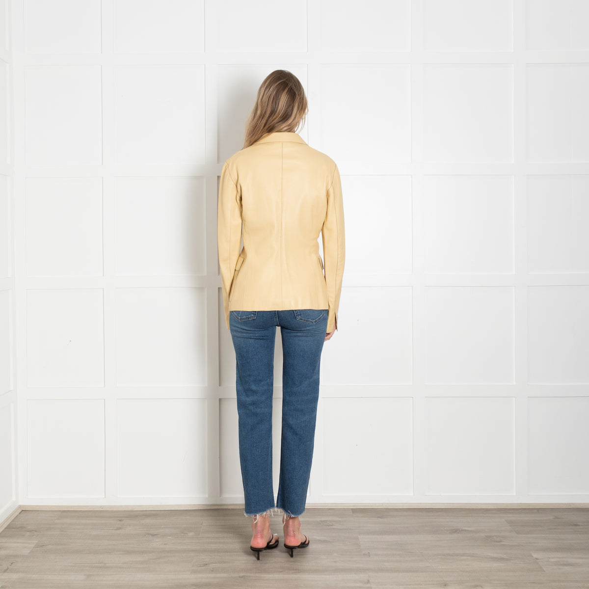 Bottega Veneta Butter Yellow Grainy Leather Blazer