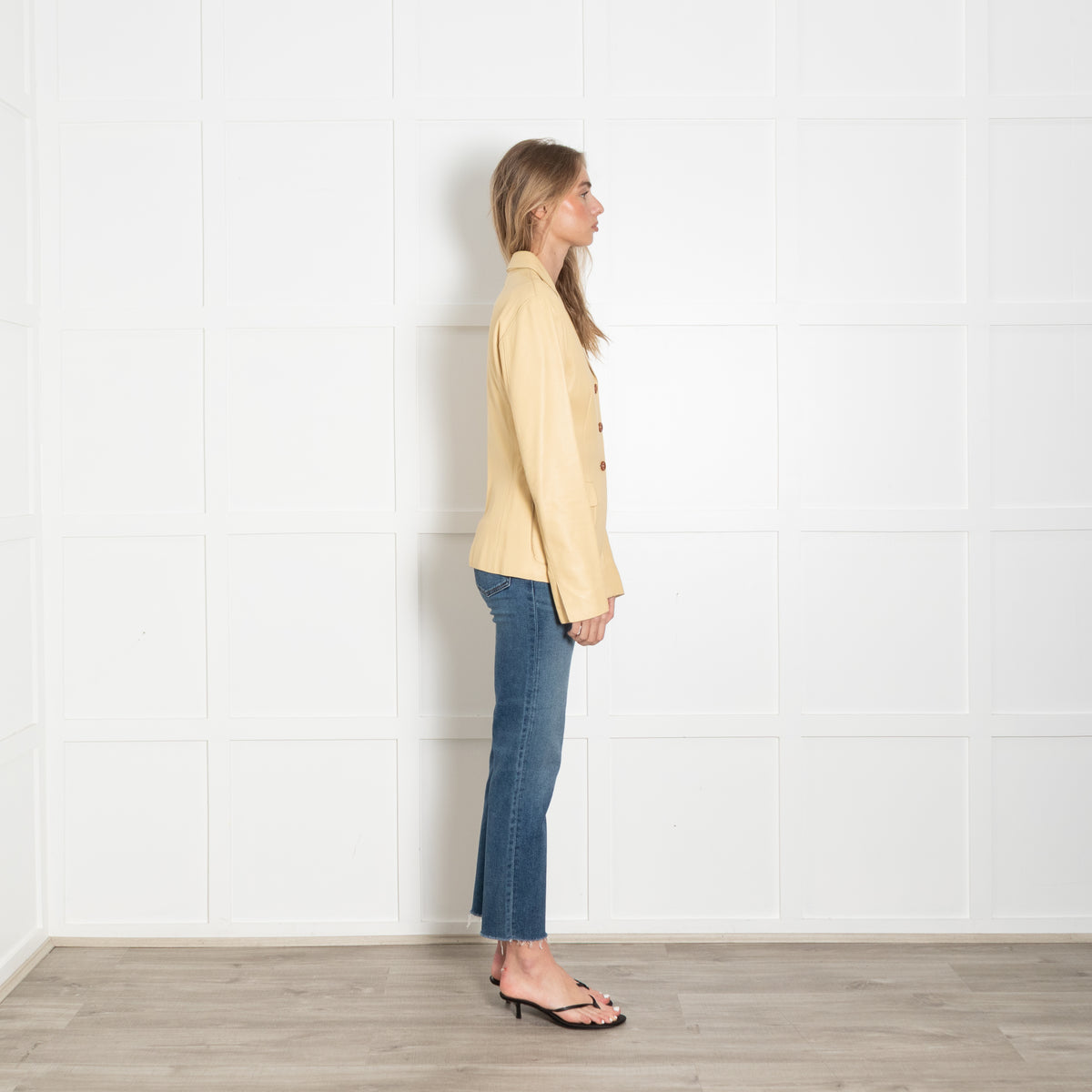 Bottega Veneta Butter Yellow Grainy Leather Blazer