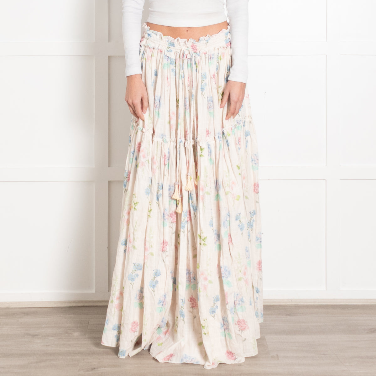 Fillyboo Floral Cotton Tiered Full Maxi Skirt