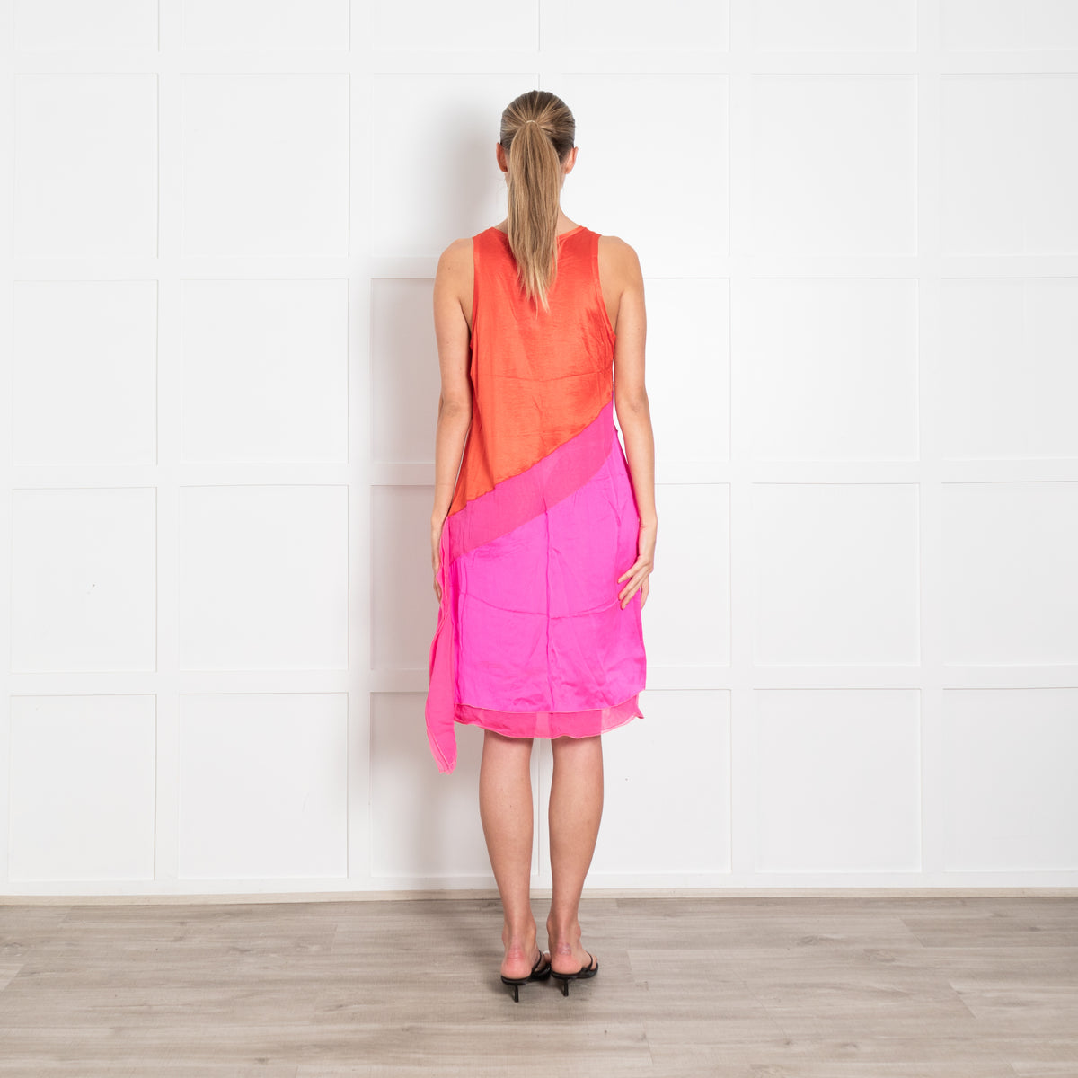 Bottega Veneta Red and Pink Sleeveless T-shirt Dress