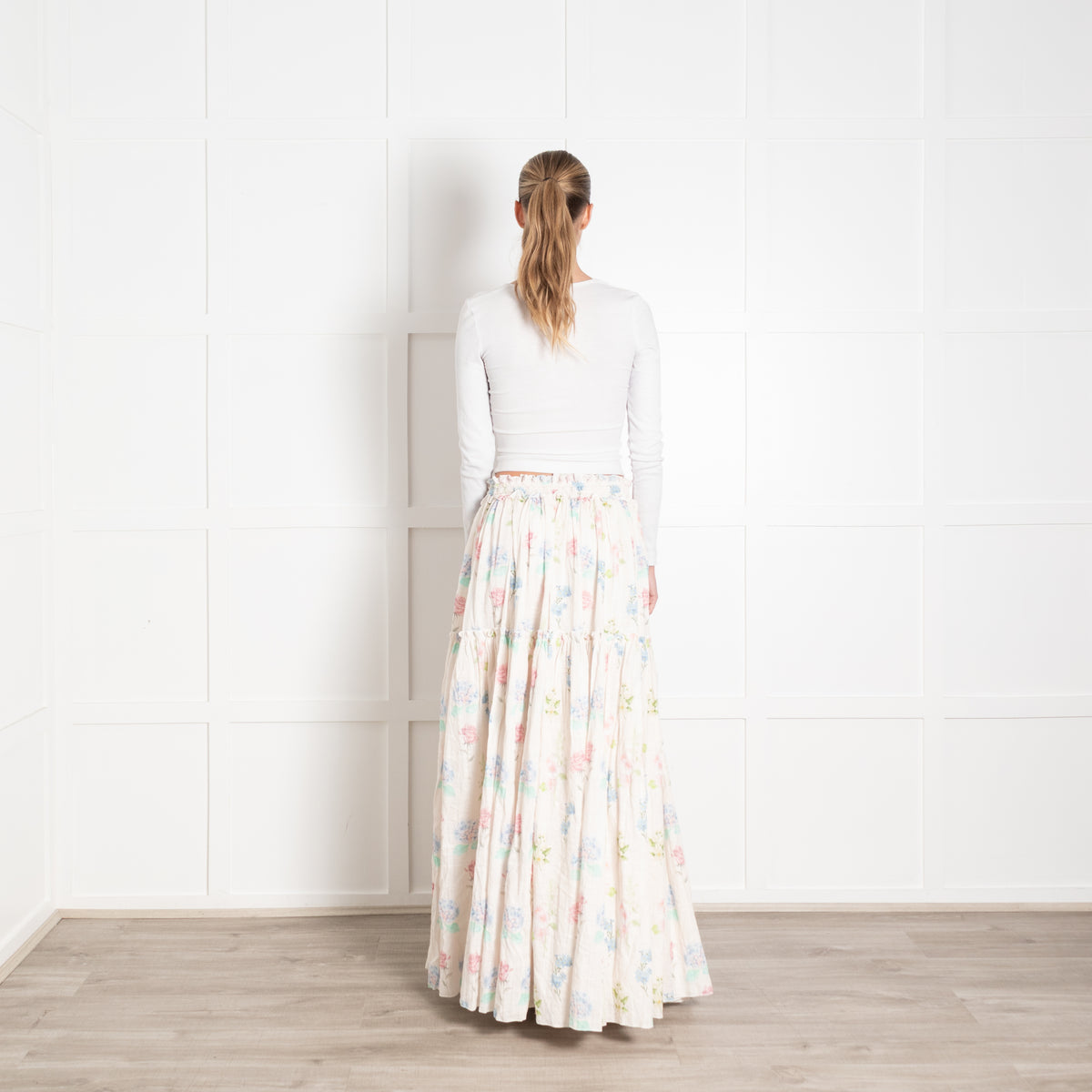 Fillyboo Floral Cotton Tiered Full Maxi Skirt