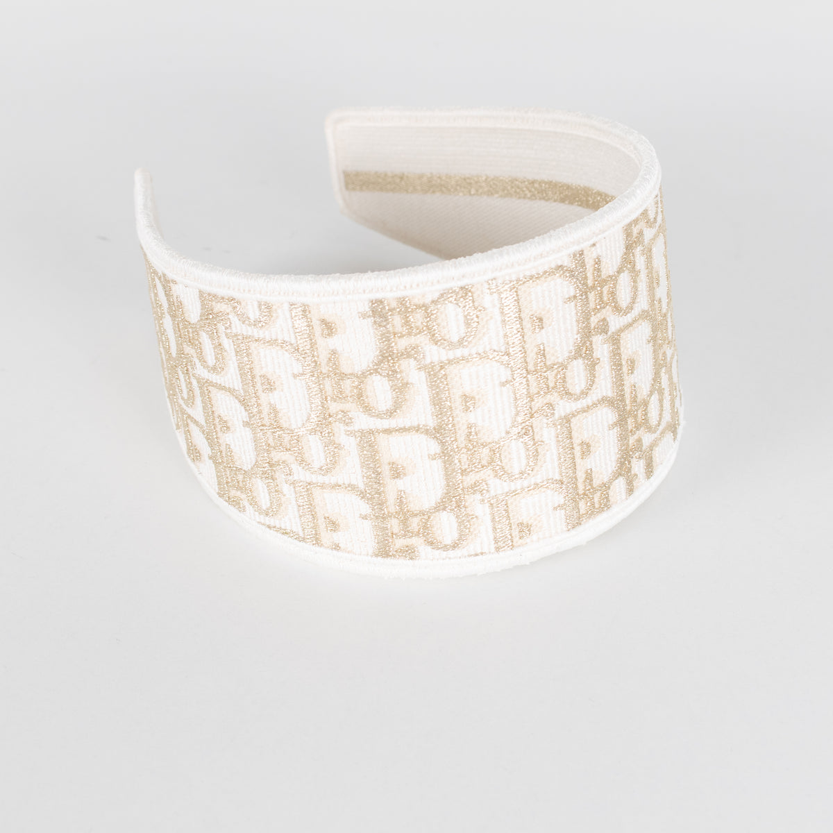 Dior Oblique White and Gold Wide Headband
