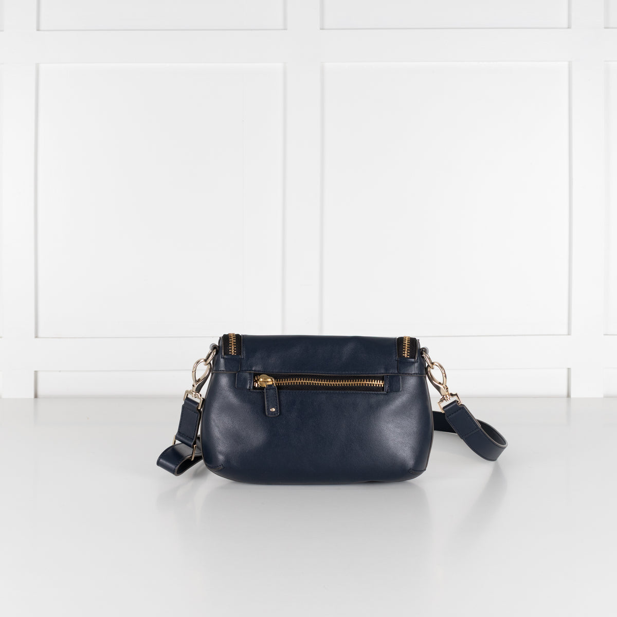 Anya Hindmarch Navy Blue Leather Maxi Zip Crossbody Bag