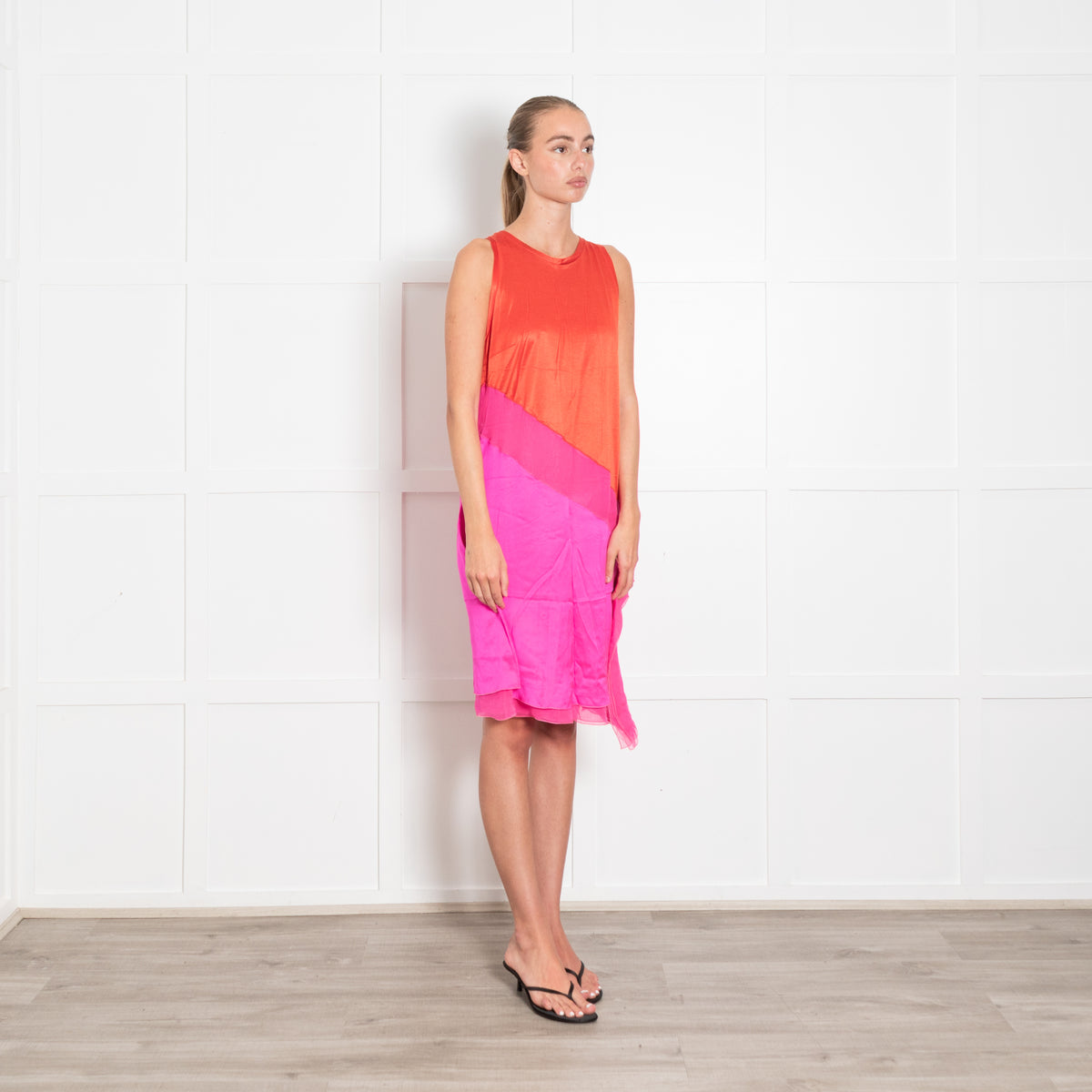 Bottega Veneta Red and Pink Sleeveless T-shirt Dress