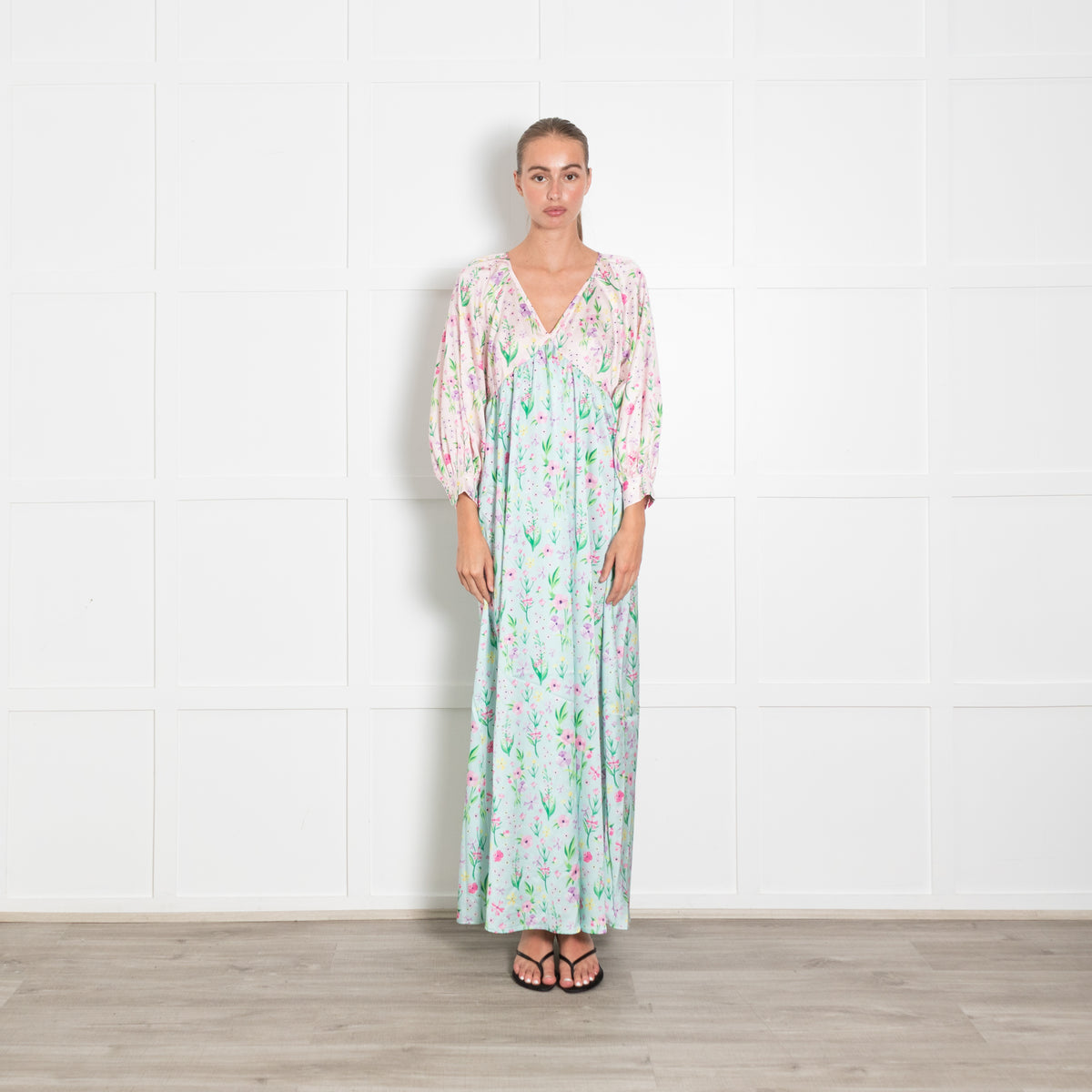 Olivia Rubin Pink Floral V Neck Maxi Dress
