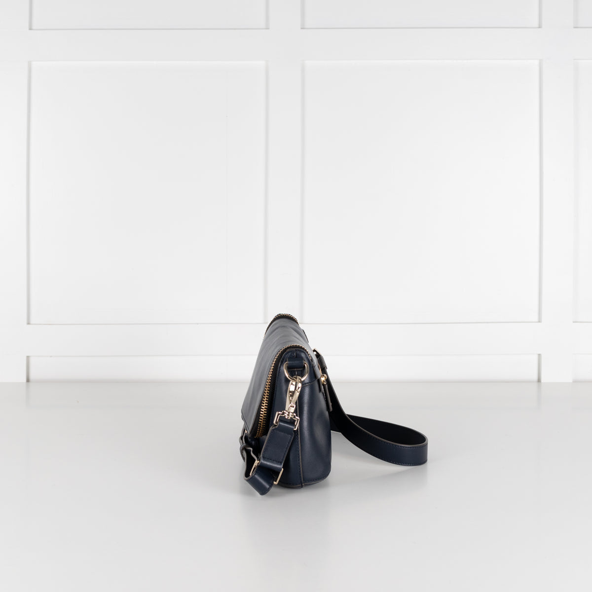 Anya Hindmarch Navy Blue Leather Maxi Zip Crossbody Bag