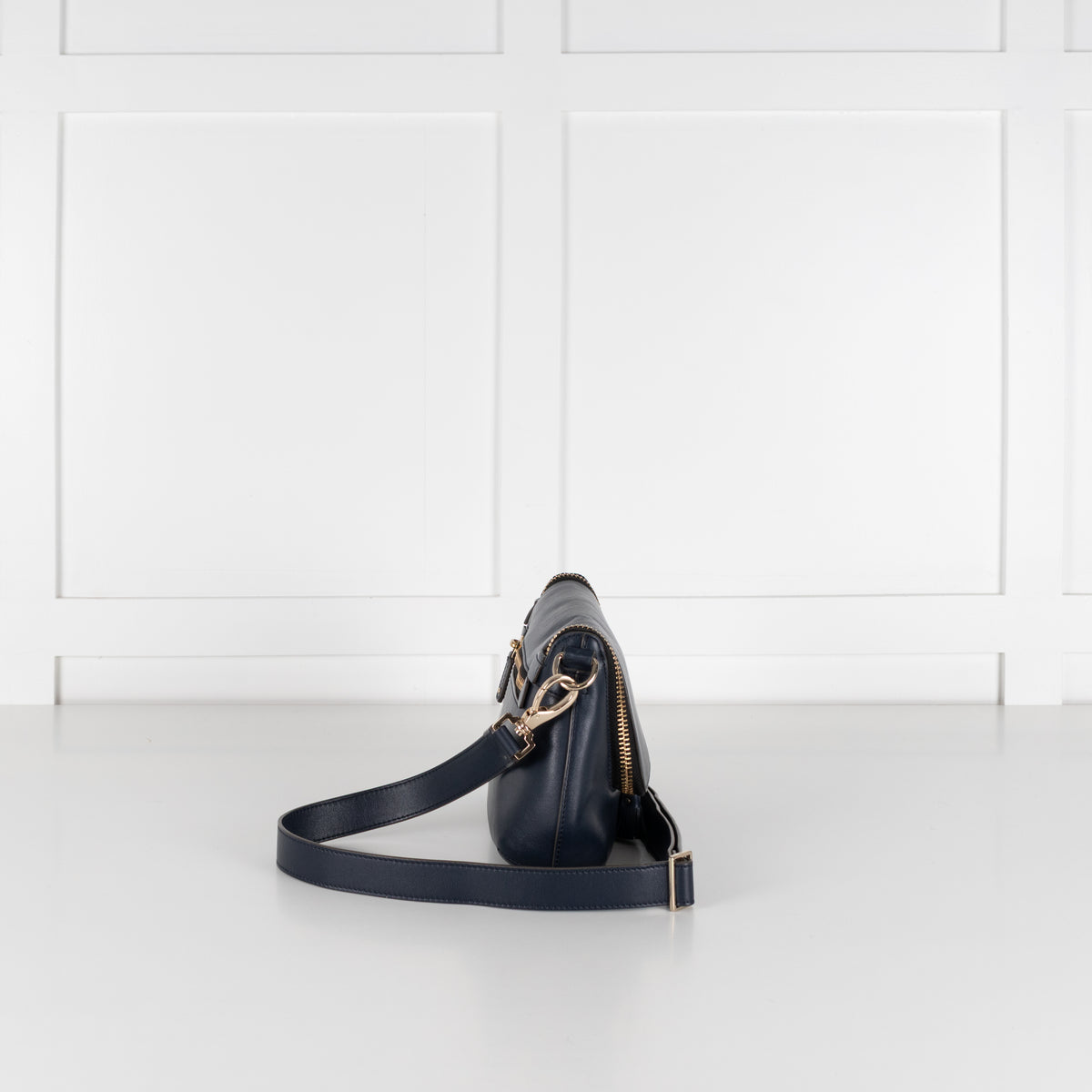 Anya Hindmarch Navy Blue Leather Maxi Zip Crossbody Bag
