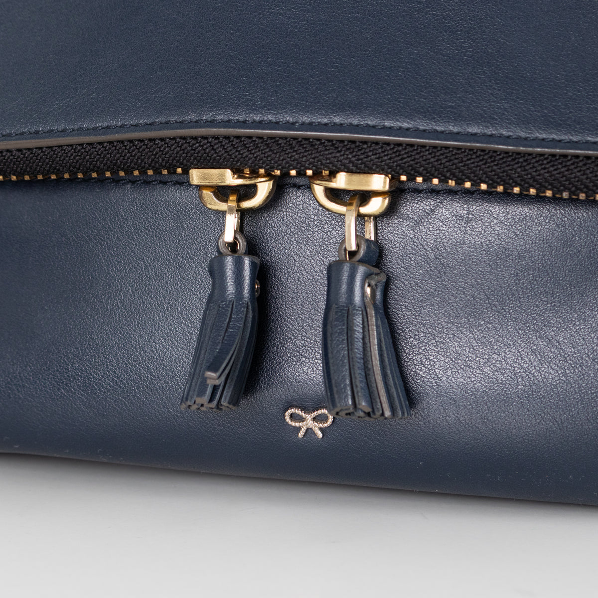Anya Hindmarch Navy Blue Leather Maxi Zip Crossbody Bag