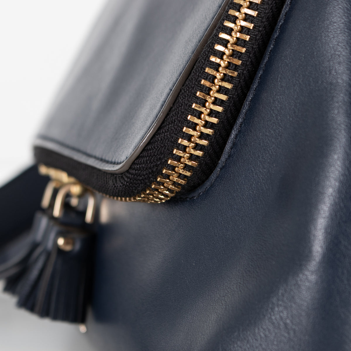 Anya Hindmarch Navy Blue Leather Maxi Zip Crossbody Bag