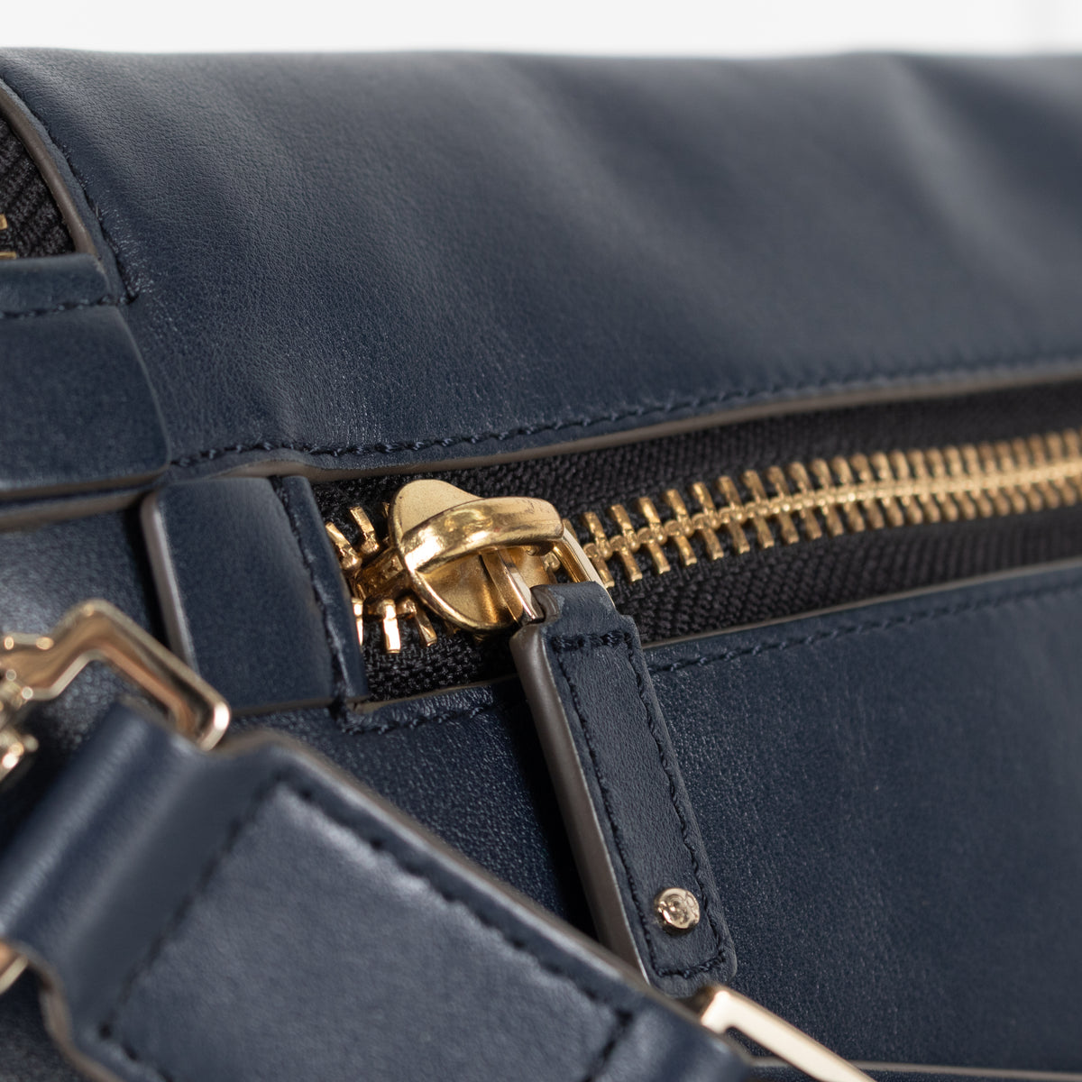 Anya Hindmarch Navy Blue Leather Maxi Zip Crossbody Bag