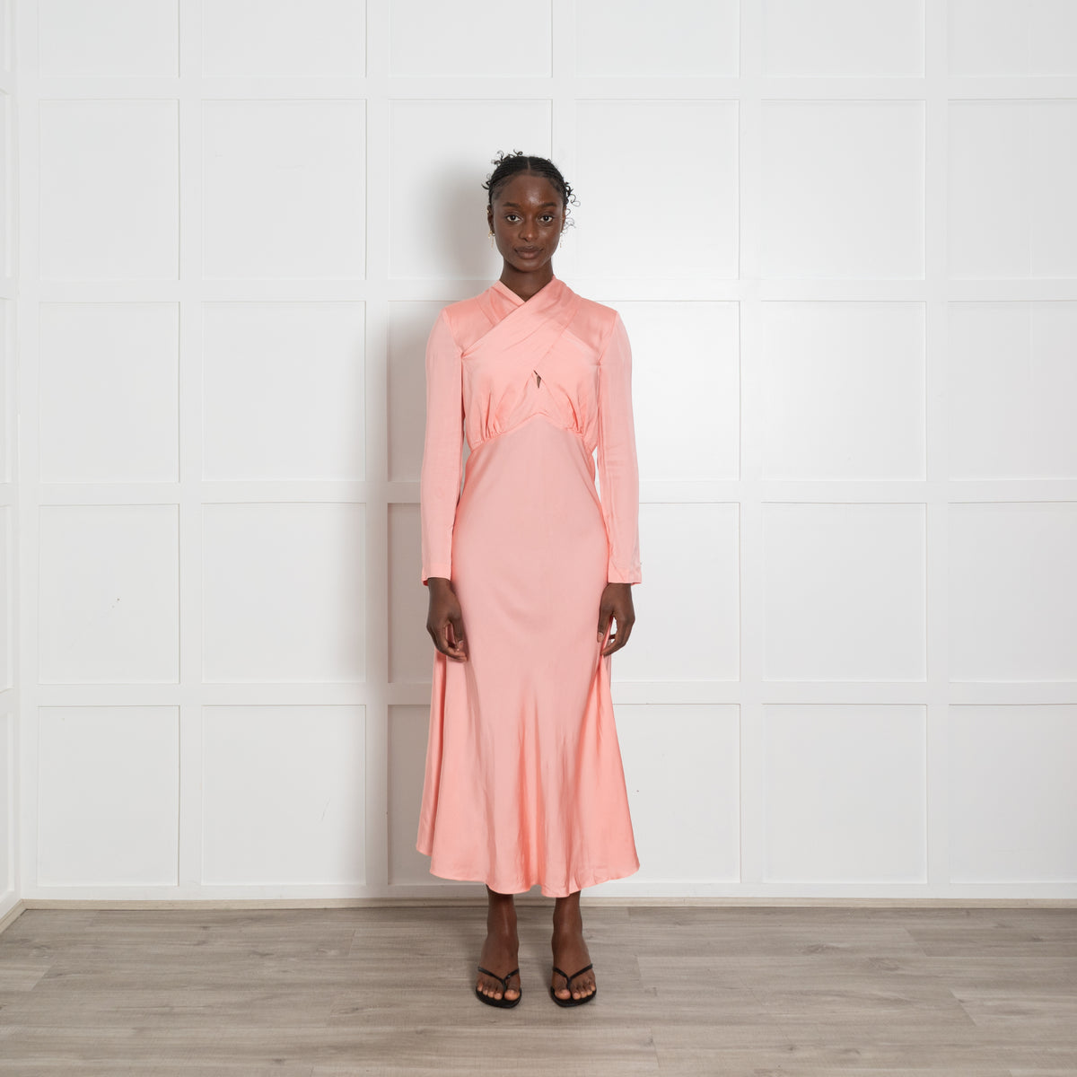 Sandro Salmon Pink Dress With Front Tie