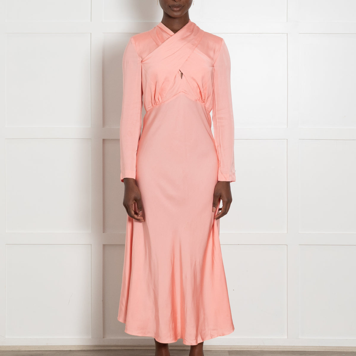 Sandro Salmon Pink Dress With Front Tie