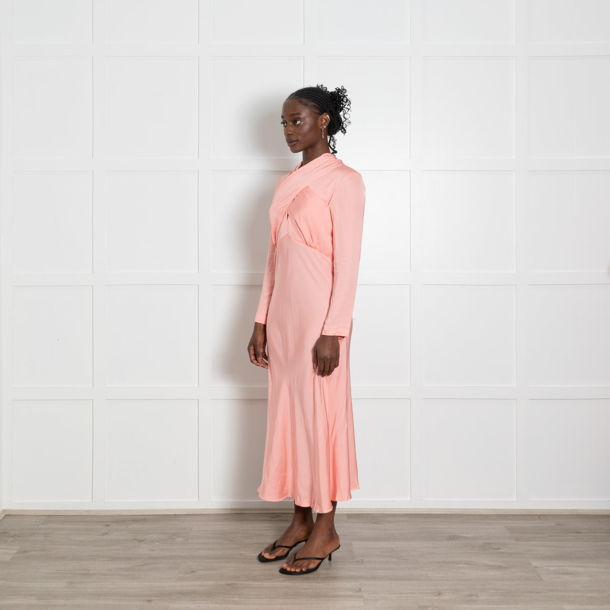 Sandro Salmon Pink Dress With Front Tie
