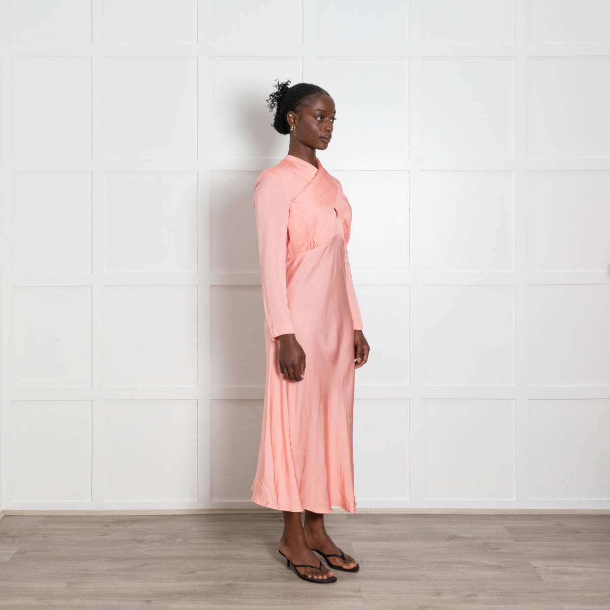 Sandro Salmon Pink Dress With Front Tie
