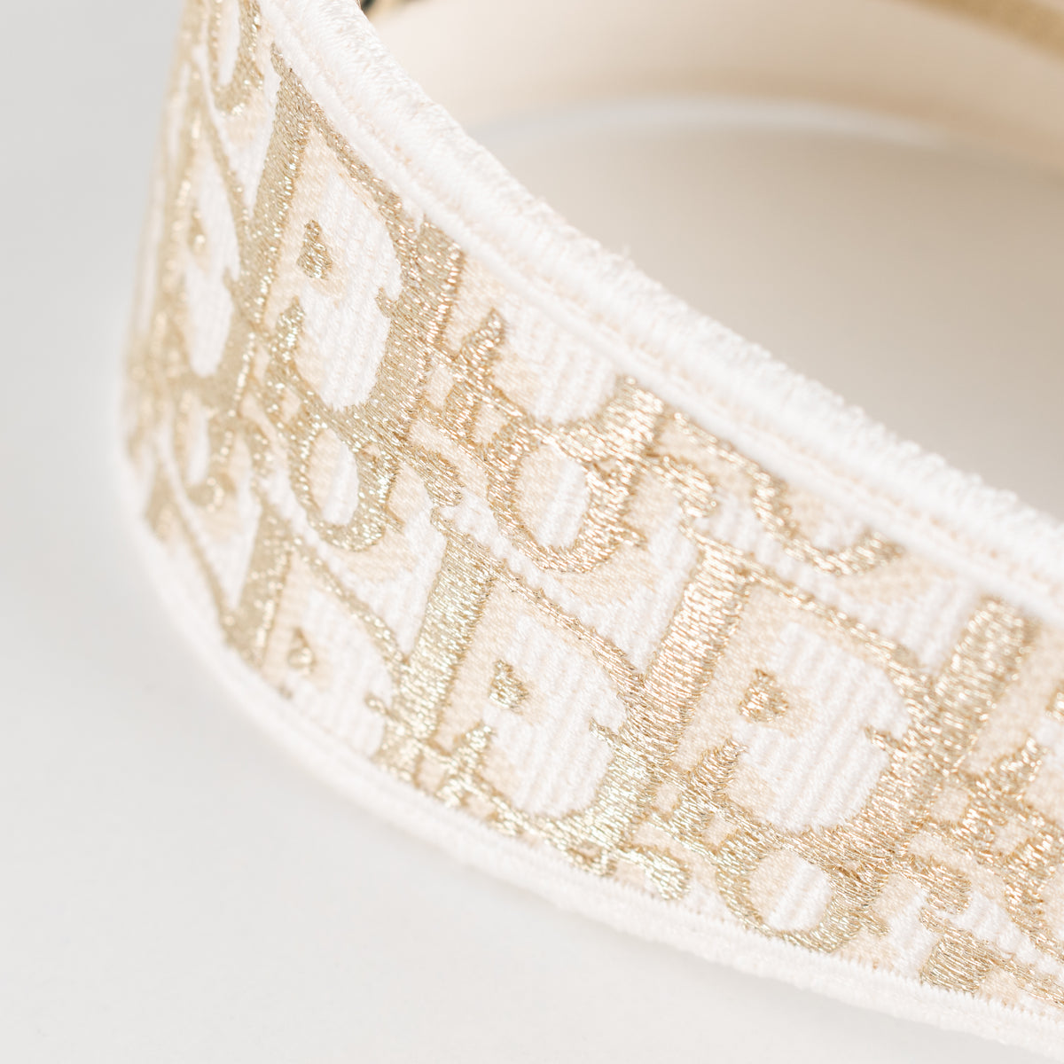 Dior Oblique White and Gold Wide Headband