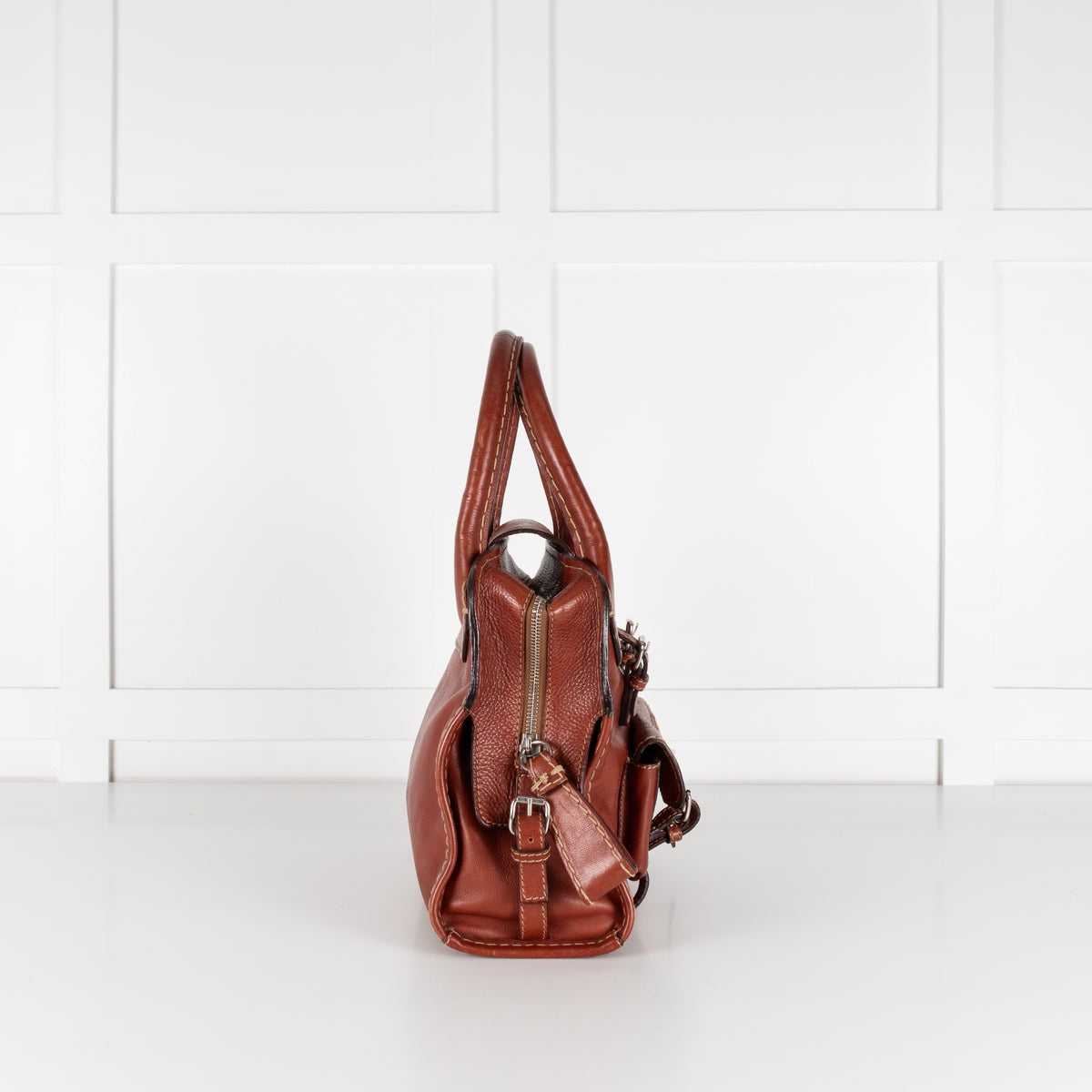 Chloe Brown Edith Leather Satchel Bag