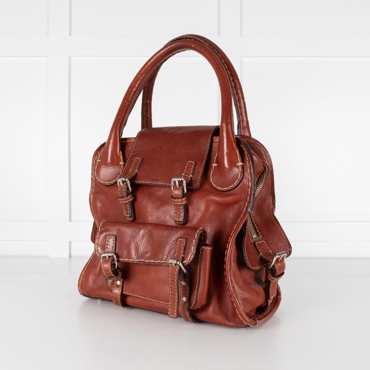 Chloe Brown Edith Leather Satchel Bag