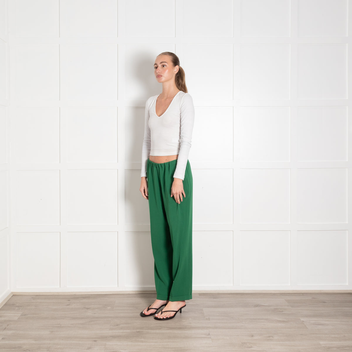 Alberto Biani Green Elasticated Waist Trousers