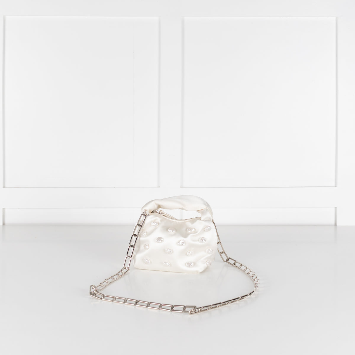 Stine Goya Cream Satin Pearl Embellished Mini Bag