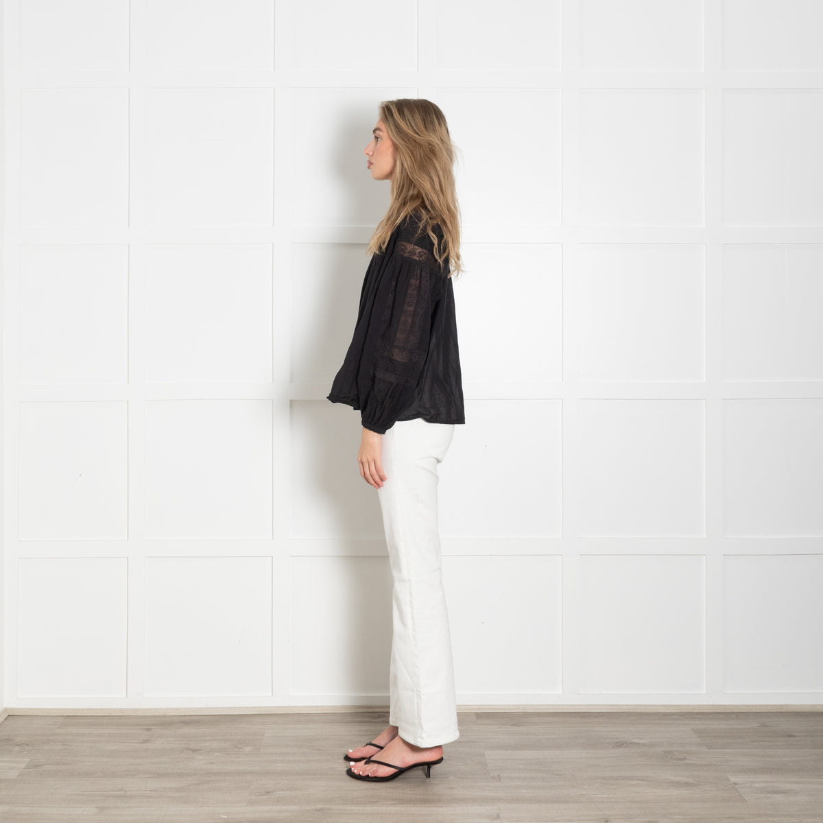 Vanessa Bruno Black Cotton Lace Insert Blouse