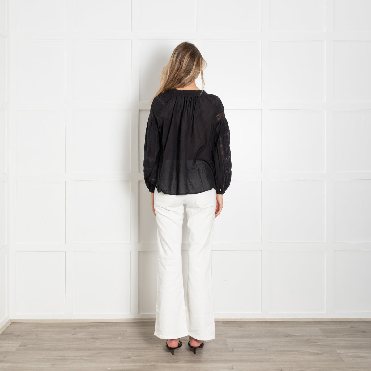 Vanessa Bruno Black Cotton Lace Insert Blouse