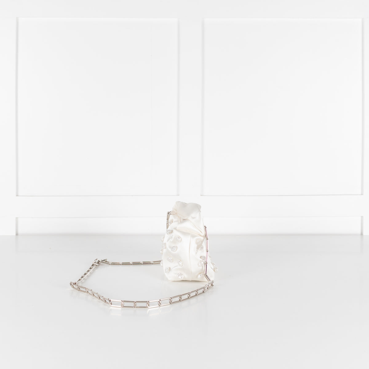 Stine Goya Cream Satin Pearl Embellished Mini Bag