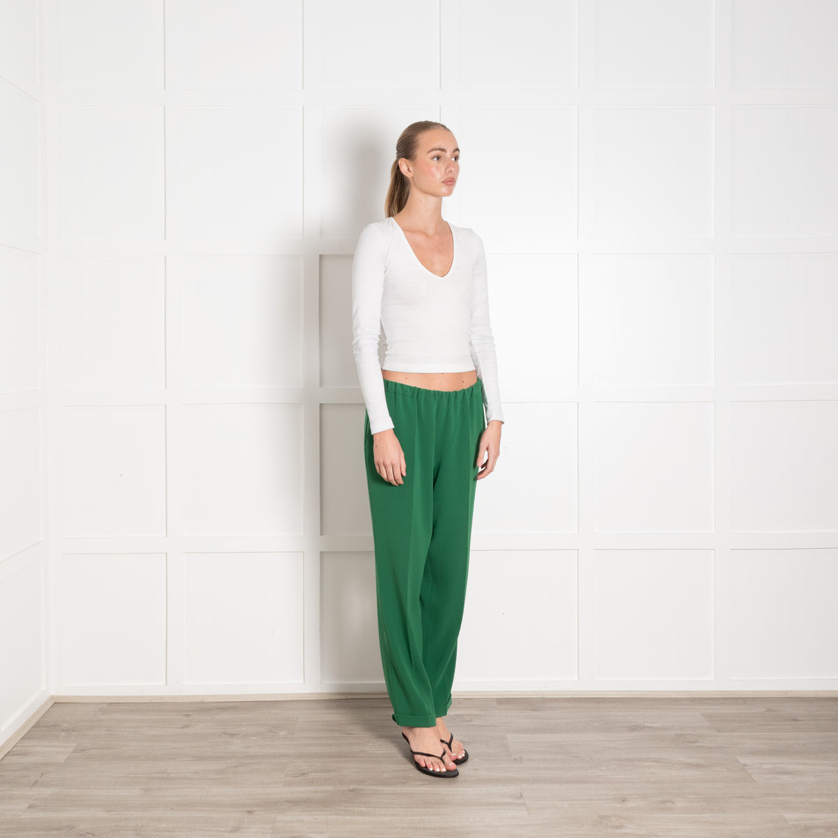 Alberto Biani Green Elasticated Waist Trousers