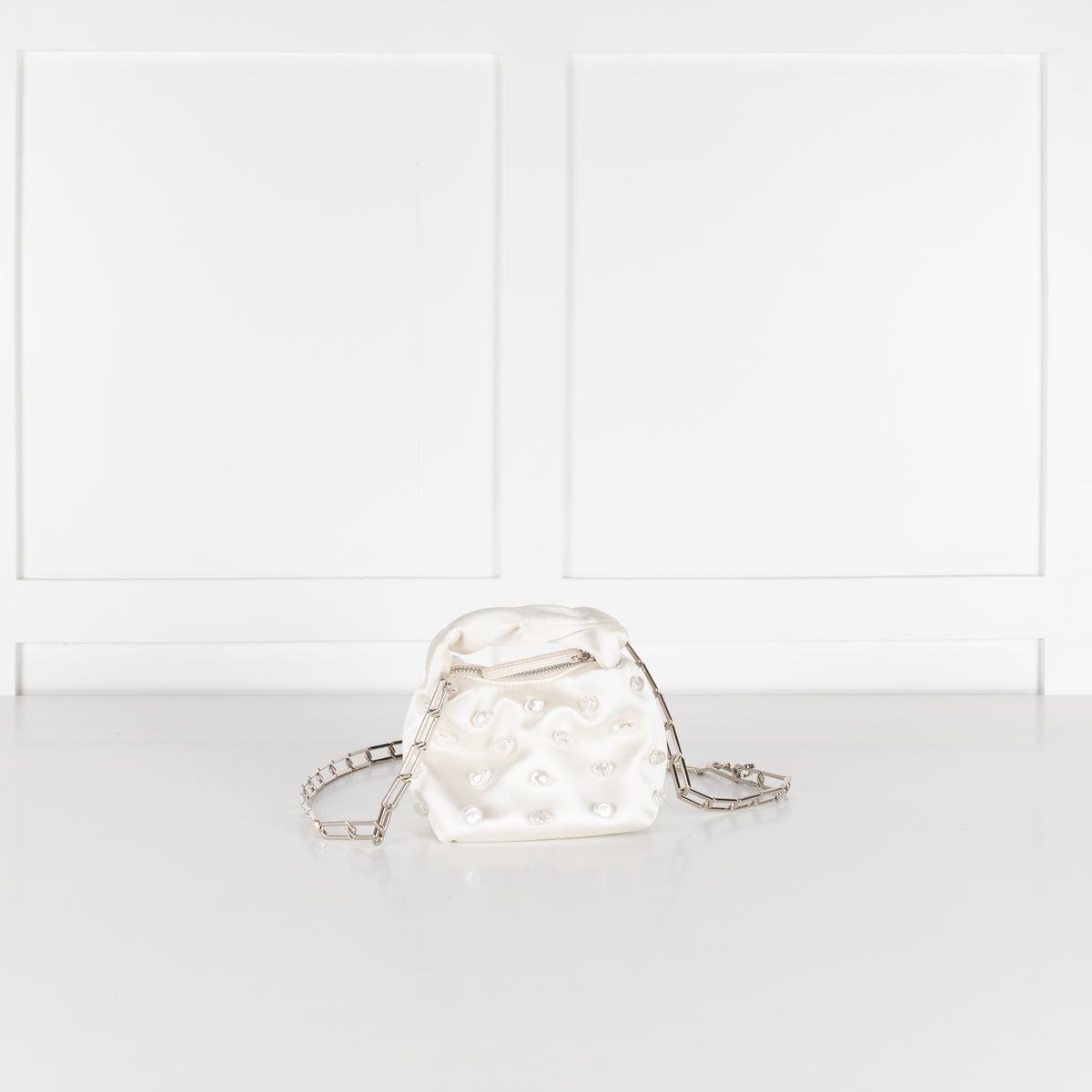 Stine Goya Cream Satin Pearl Embellished Mini Bag