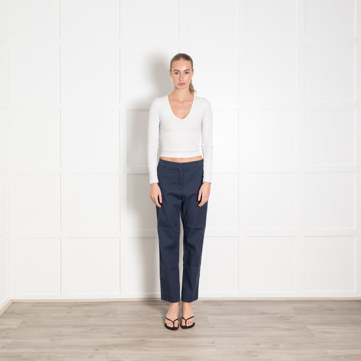 Weekend Max Mara Blue Cotton Cigarette Style Trousers