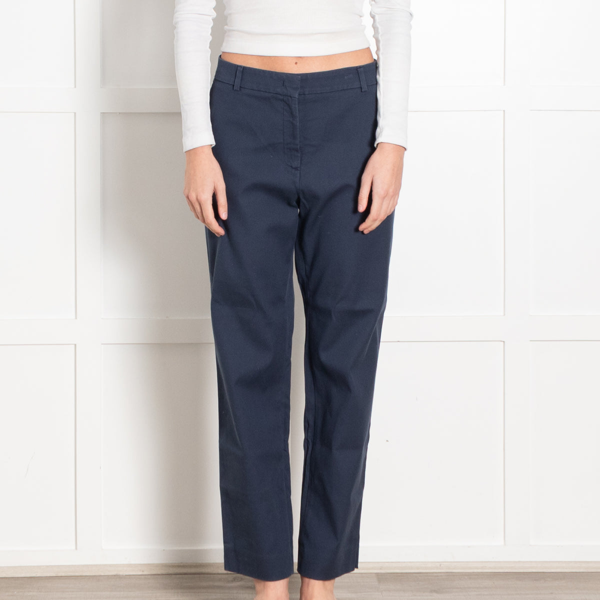 Weekend Max Mara Blue Cotton Cigarette Style Trousers