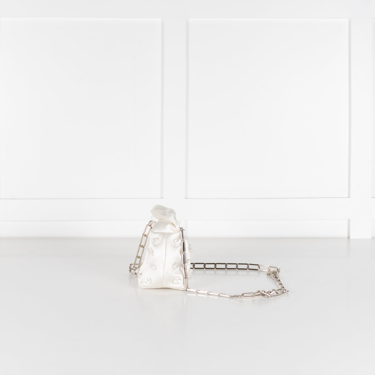 Stine Goya Cream Satin Pearl Embellished Mini Bag