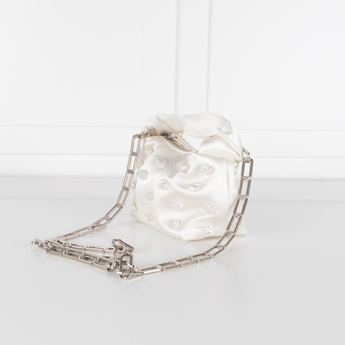 Stine Goya Cream Satin Pearl Embellished Mini Bag