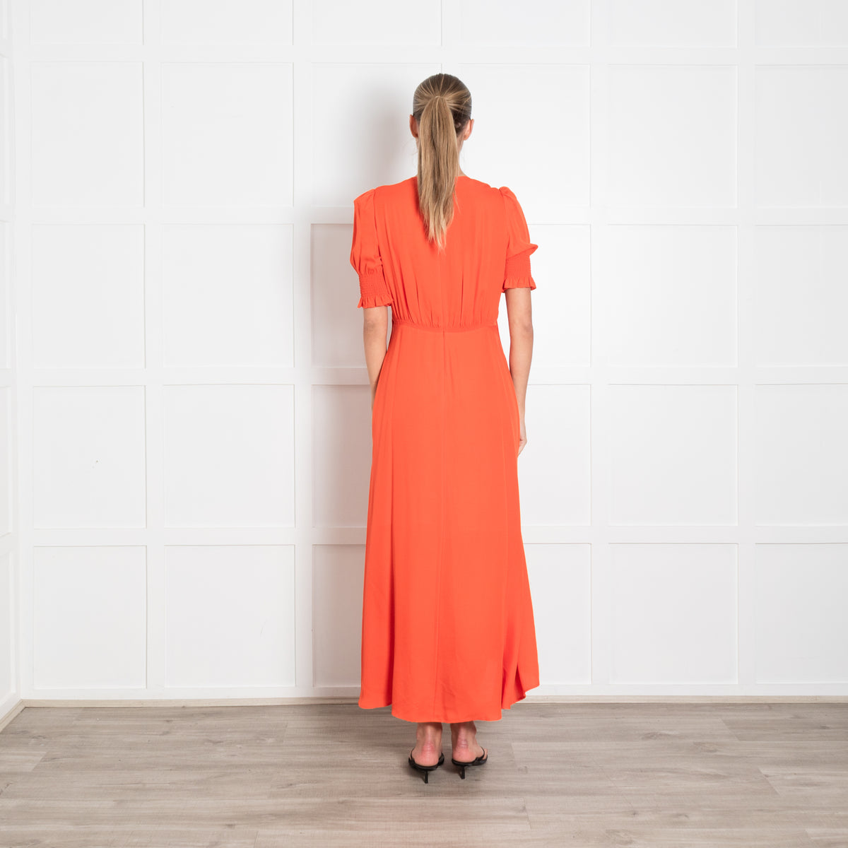 ME+EM Coral Silk Button Through Maxi Dress