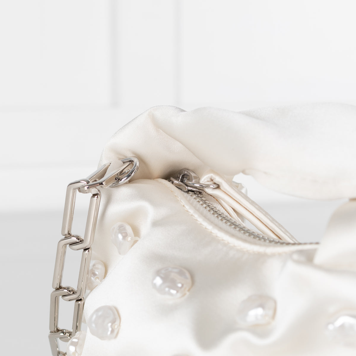 Stine Goya Cream Satin Pearl Embellished Mini Bag