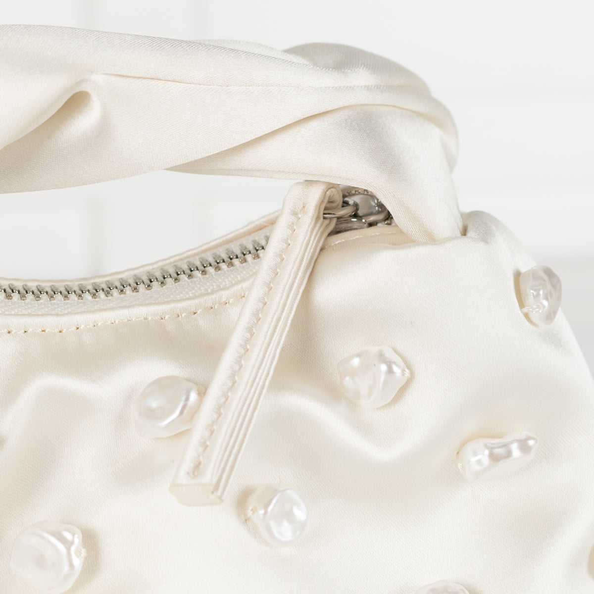 Stine Goya Cream Satin Pearl Embellished Mini Bag