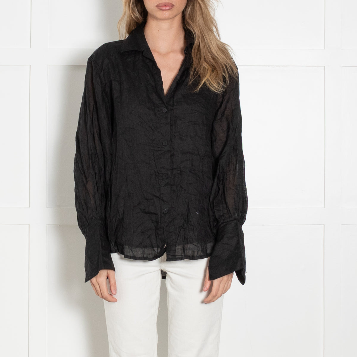 Lu Ciee Black Ramie Eloise Shirt