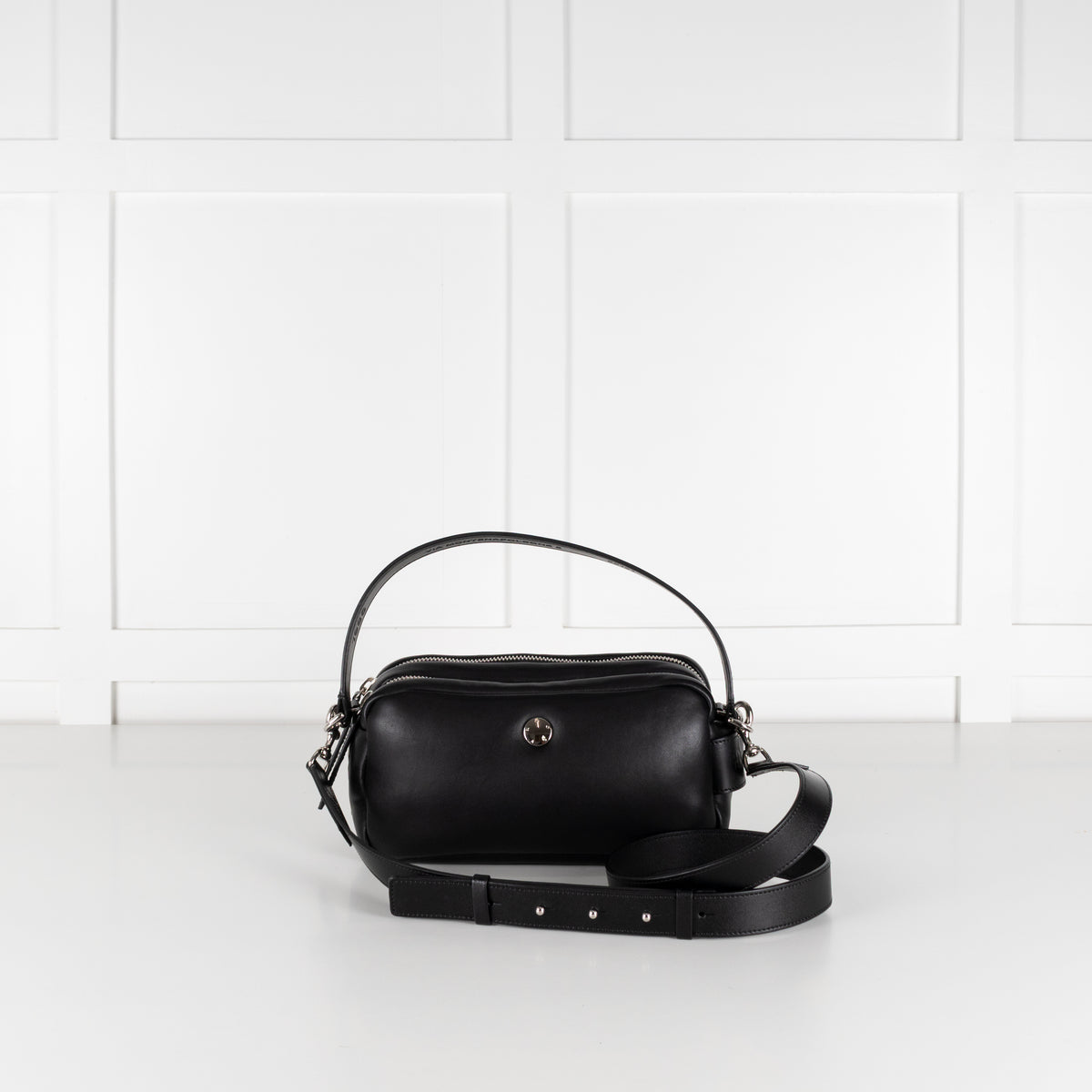 Hogan Doppia Black Double Zip Crossbody/Shoulder Bag