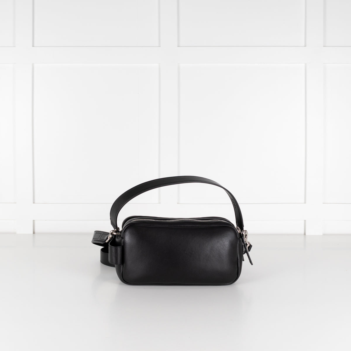 Hogan Doppia Black Double Zip Crossbody/Shoulder Bag