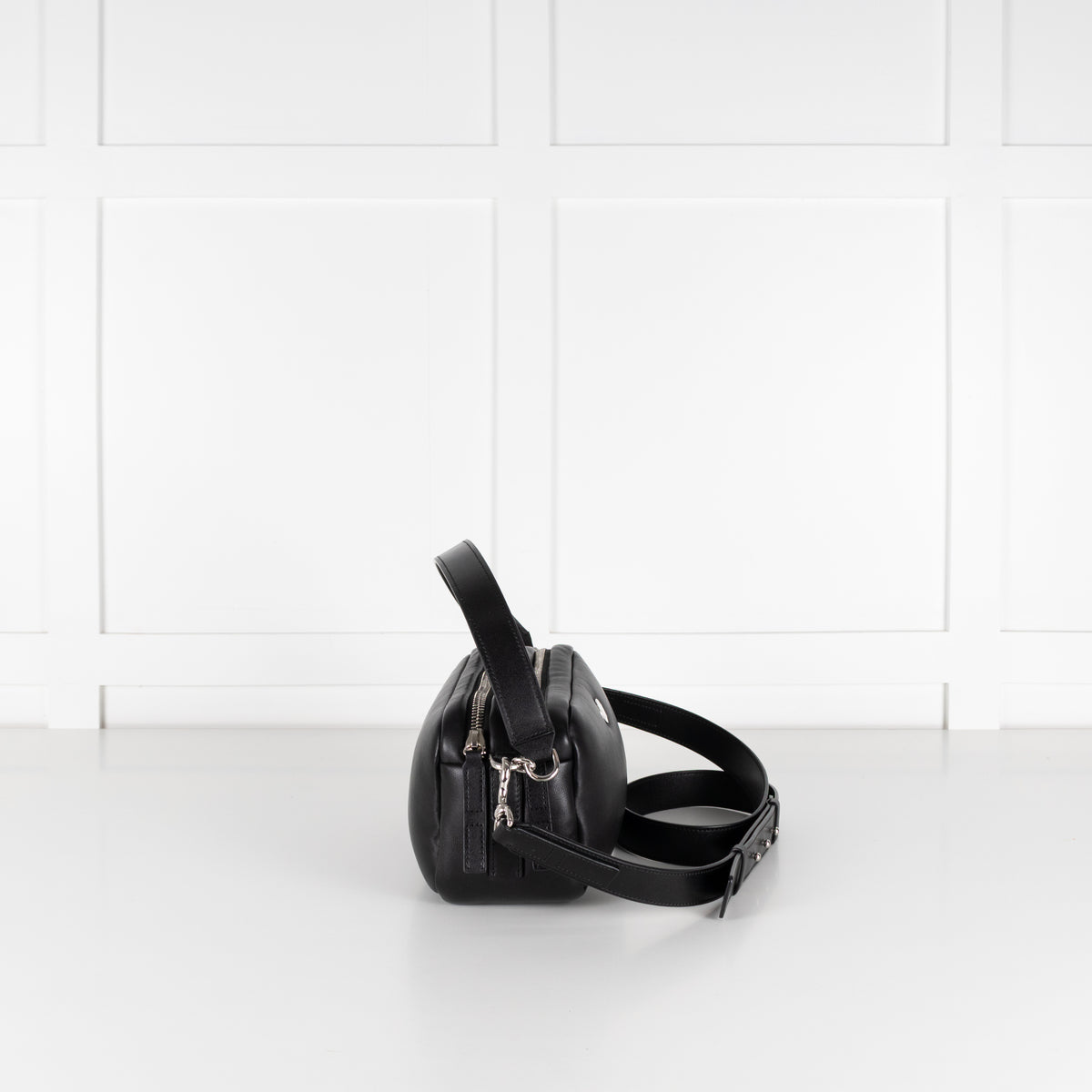 Hogan Doppia Black Double Zip Crossbody/Shoulder Bag