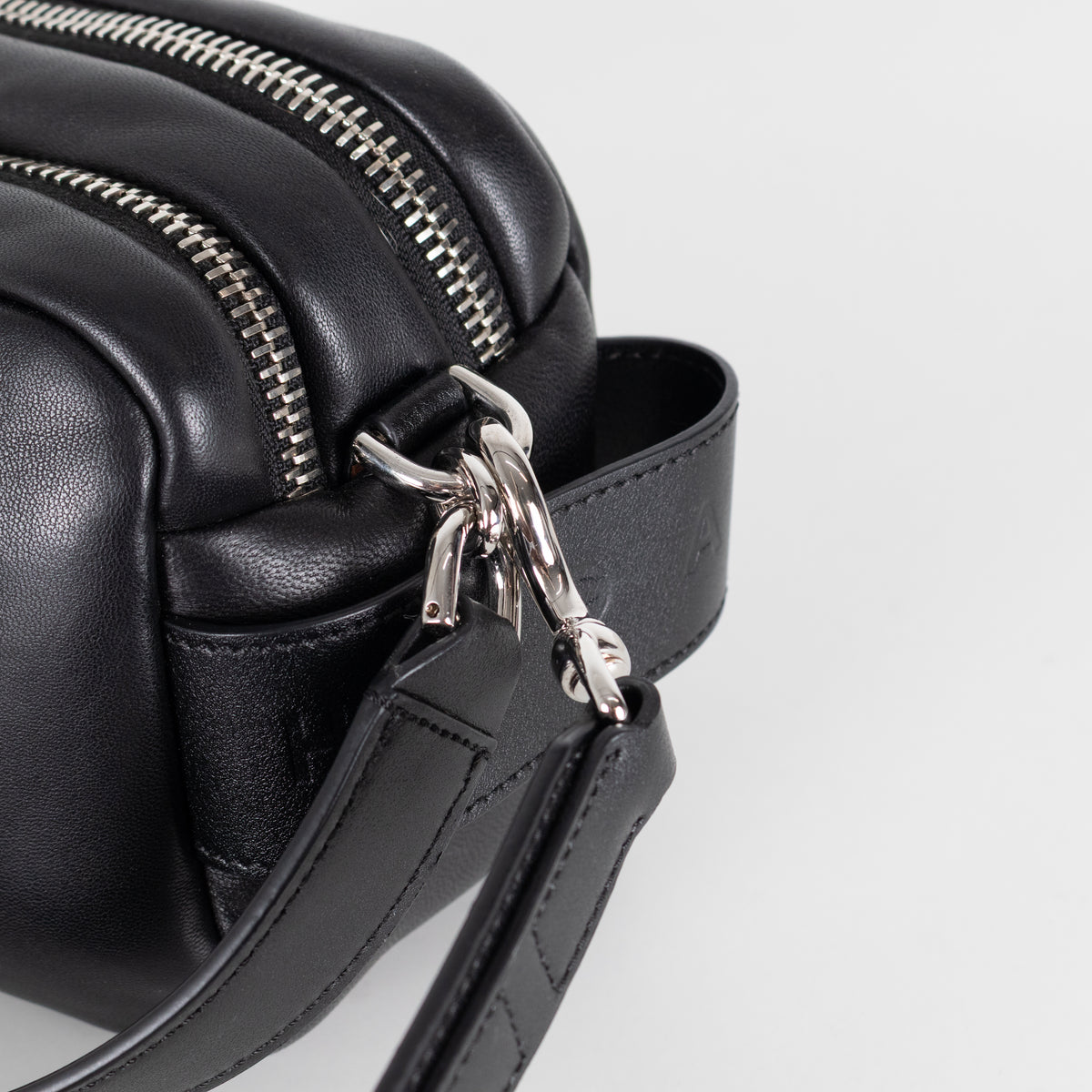 Hogan Doppia Black Double Zip Crossbody/Shoulder Bag