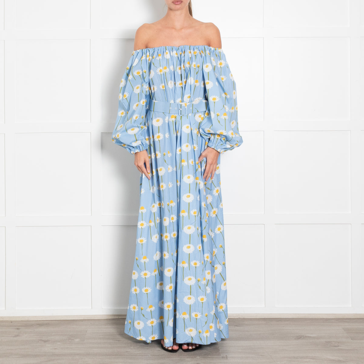 Bernadette Blue Daisy Print Smock Maxi Dress