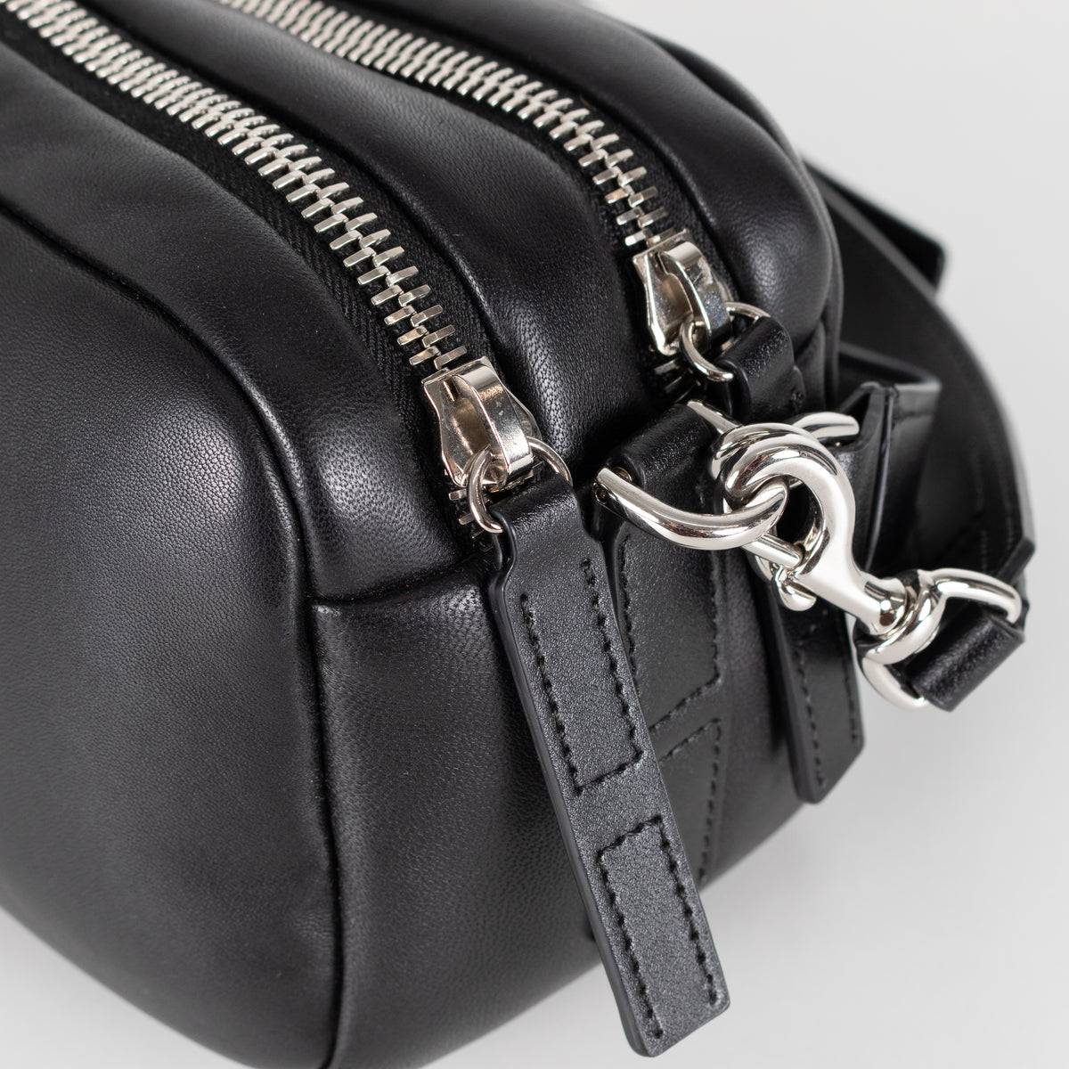 Hogan Doppia Black Double Zip Crossbody/Shoulder Bag