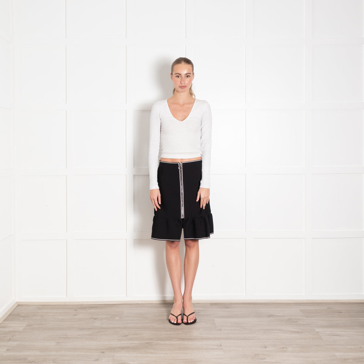 Sandro Black Fishtail Zip Front Skirt